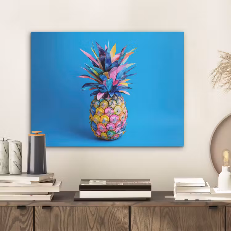 Ananas - Blauw - Tropisch - Vrolijk PET vilt klein -sfeer1