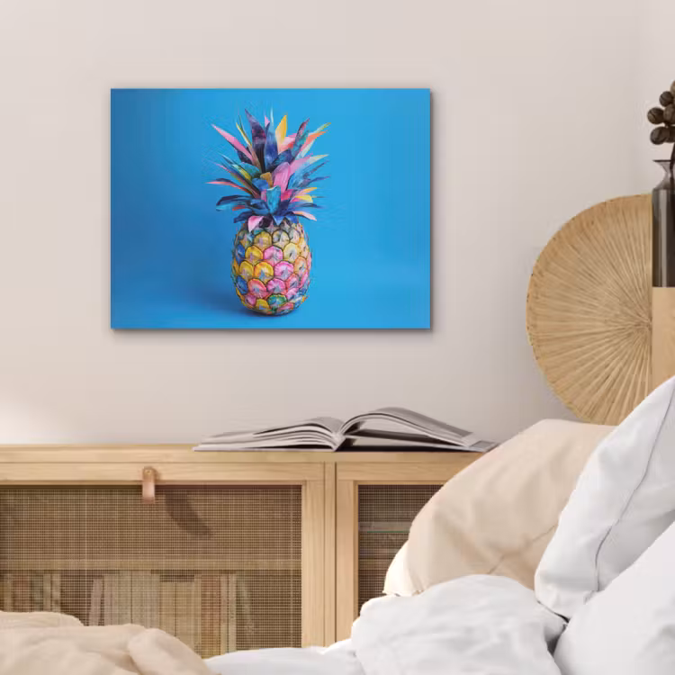 Ananas - Blauw - Tropisch - Vrolijk PET vilt klein -sfeer3