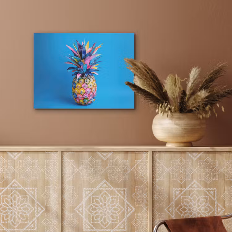 Ananas - Blauw - Tropisch - Vrolijk PET vilt klein -sfeer4