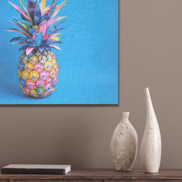 Ananas - Blauw - Tropisch - Vrolijk PET vilt klein -sfeer6_closeup