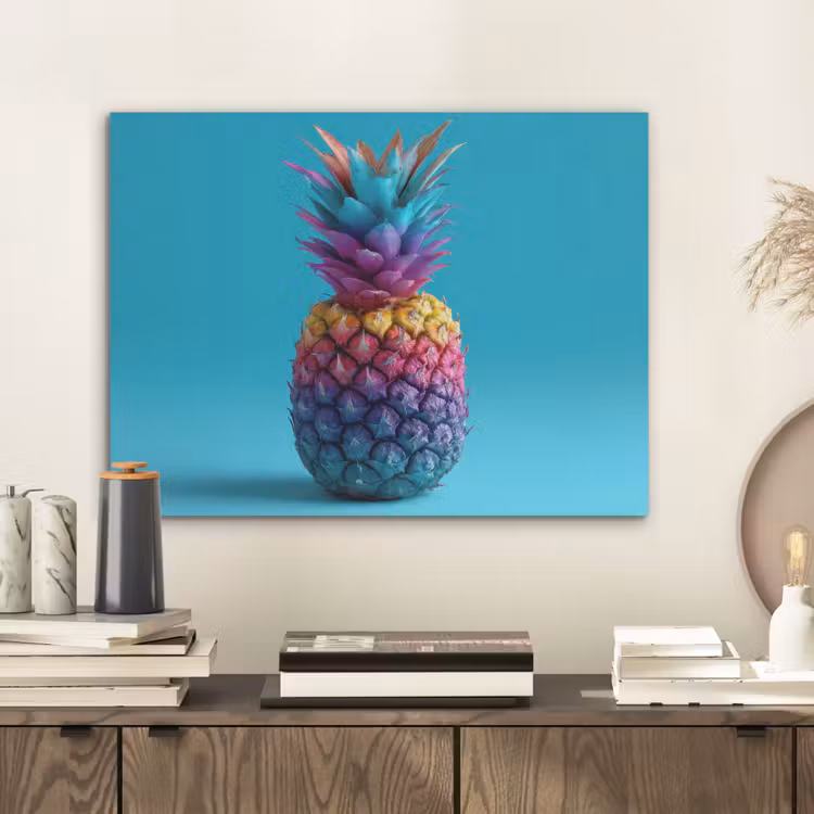 Ananas - Regenboog - Blauw - Popart PET vilt klein -sfeer1