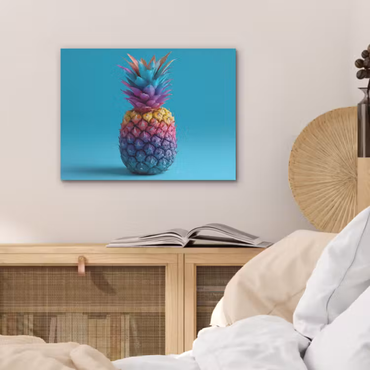 Ananas - Regenboog - Blauw - Popart PET vilt klein -sfeer3