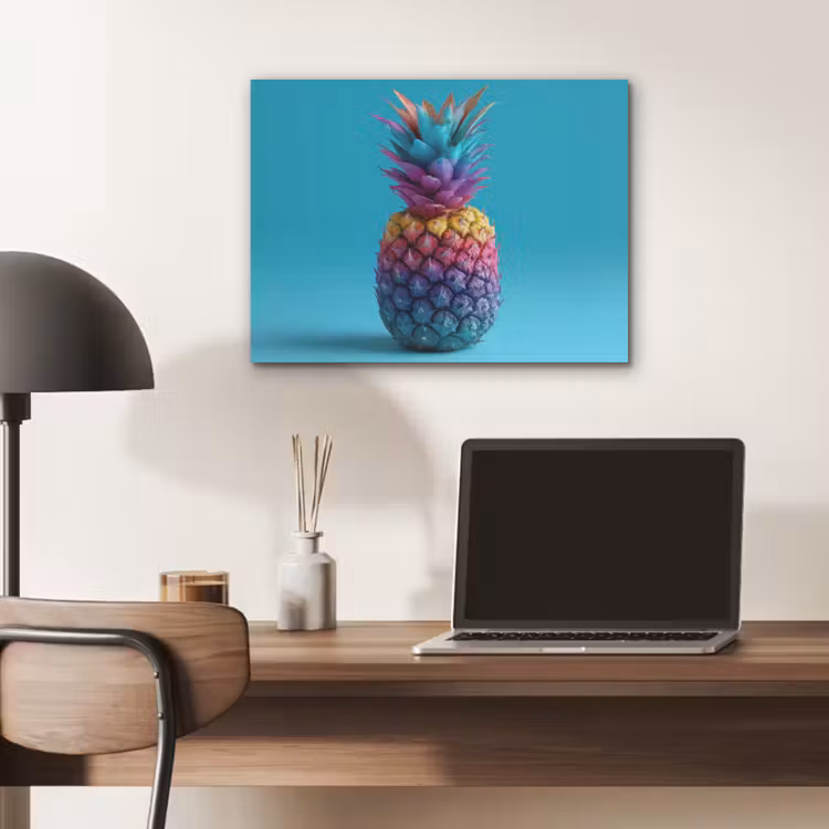 Ananas - Regenboog - Blauw - Popart PET vilt klein -sfeer5