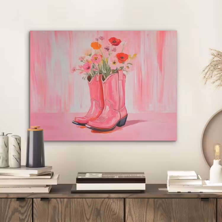 Roze - Bloemen - Cowboy PET vilt klein -sfeer1