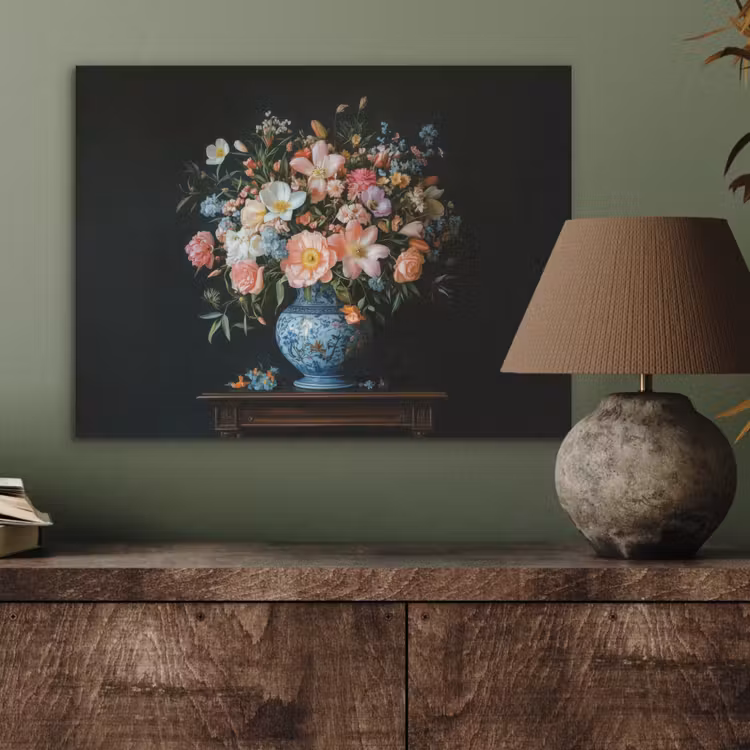 Roze - Bloemen - Vaas - Kleuren PET vilt klein -sfeer2