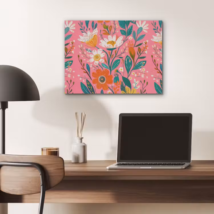 Roze - Bloemen - Wit - Oranje PET vilt klein -sfeer5