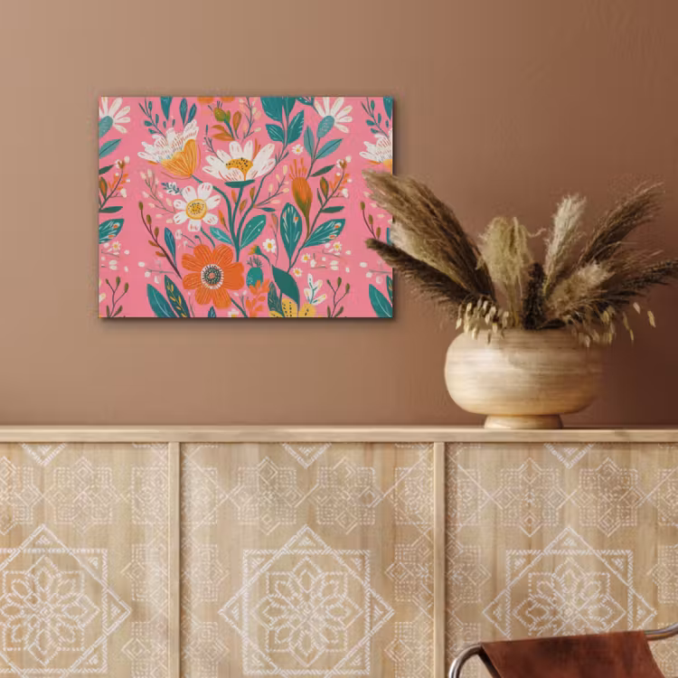 Roze - Bloemen - Wit - Oranje PET vilt klein -sfeer4