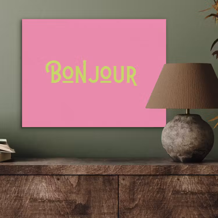 Roze - Groene Bonjour - art-deco PET vilt klein -sfeer2