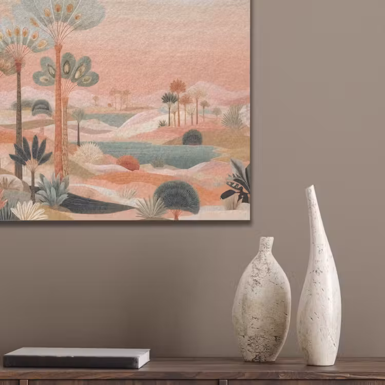 Roze landschap - Palmen - Water PET vilt klein -sfeer6_closeup