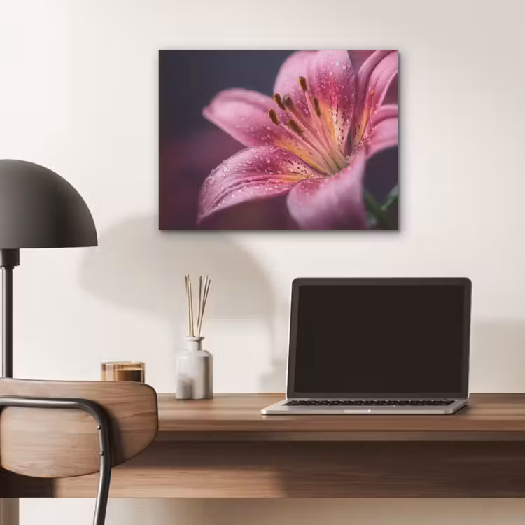 Roze - lelie - Dauwdruppels PET vilt klein -sfeer5
