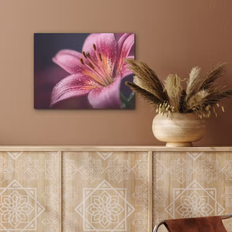 Roze - lelie - Dauwdruppels PET vilt klein -sfeer4