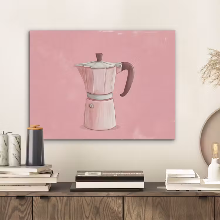 Roze - Mokkapot - Illustratie - Koffie PET vilt klein -sfeer1