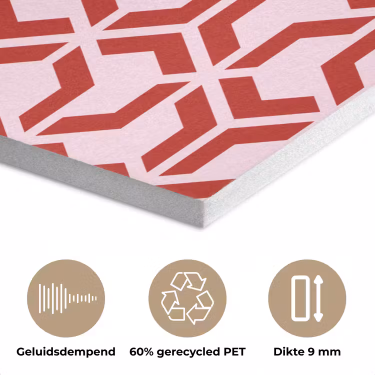 Roze - Rood - Geometrisch - Patroon PET vilt klein 837 -closeup_NL