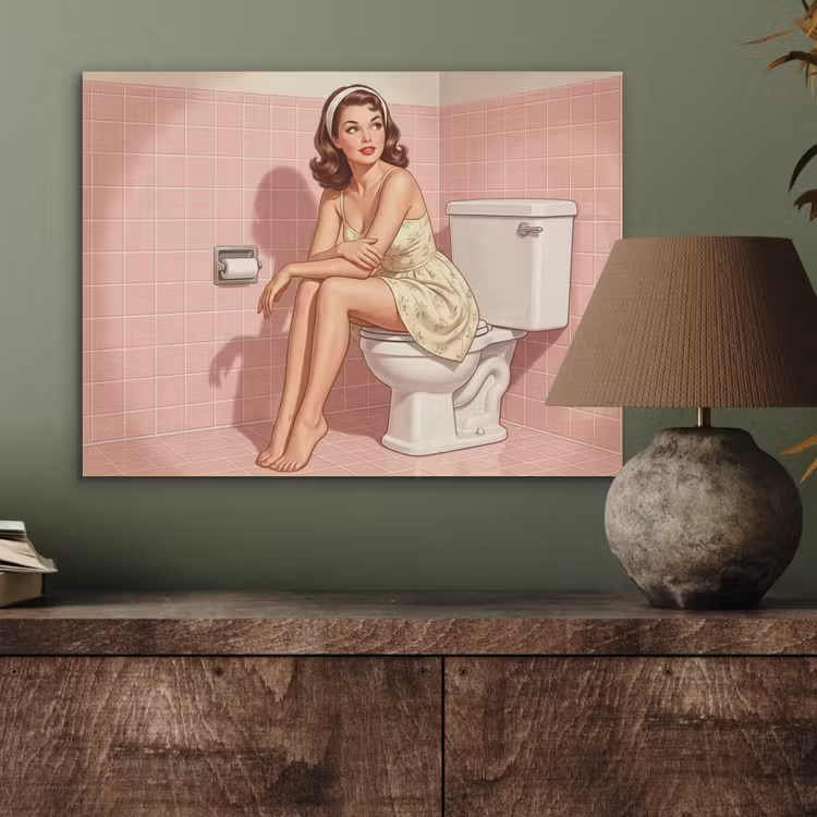 Roze - Retro - Vrouw PET vilt klein -sfeer2
