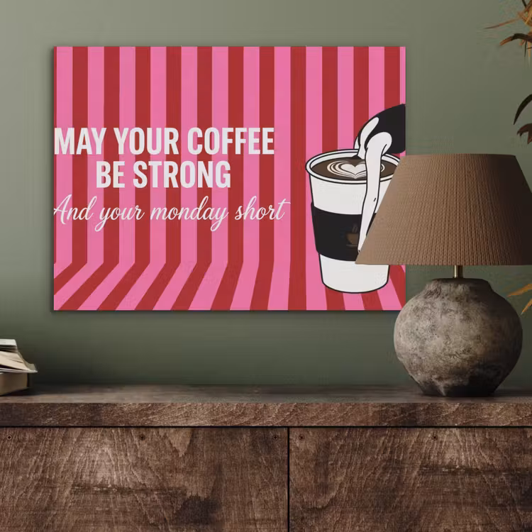 Roze - Strepen - Koffie - Maandag PET vilt klein -sfeer2