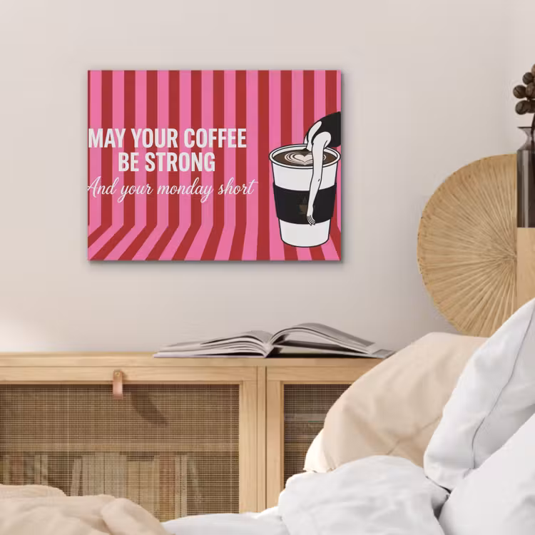 Roze - Strepen - Koffie - Maandag PET vilt klein -sfeer3