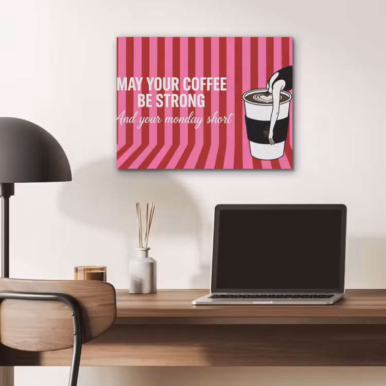 Roze - Strepen - Koffie - Maandag PET vilt klein -sfeer5