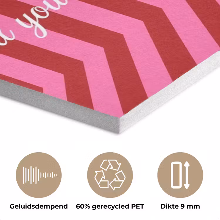 Roze - Strepen - Koffie - Maandag PET vilt klein -closeup_NL