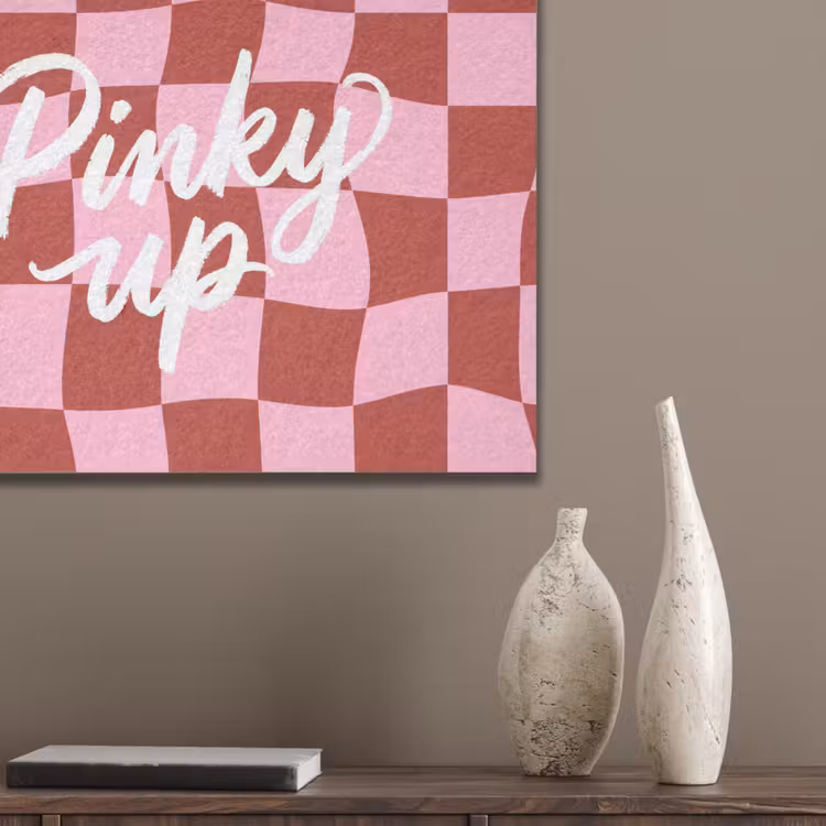 Pinky up - Geblokt - Bordeauxrood PET vilt klein -sfeer6_closeup