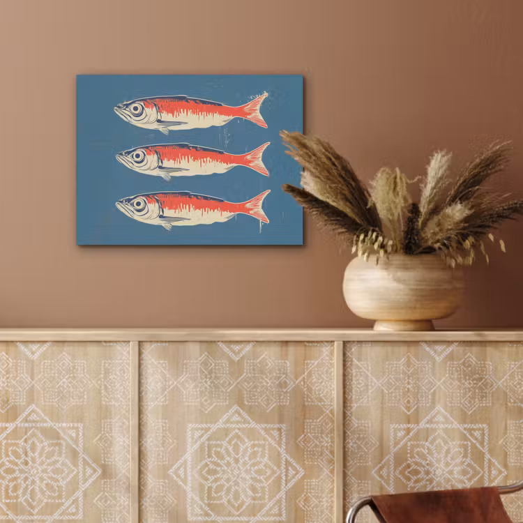 Vissen - Rood - Blauw PET vilt klein -sfeer4