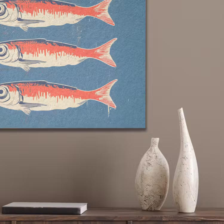 Vissen - Rood - Blauw PET vilt klein -sfeer6_closeup