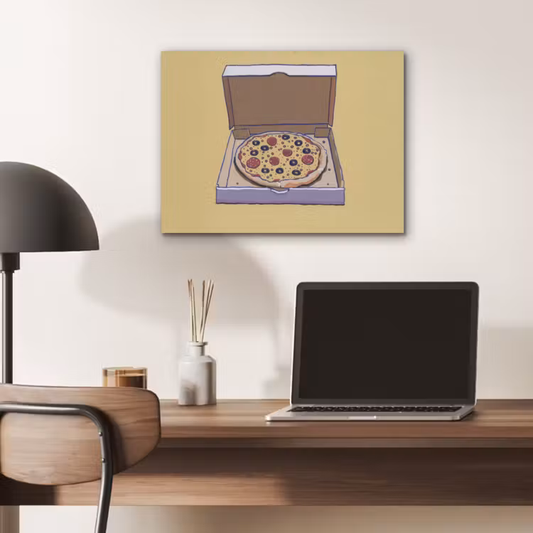 Pizza - Doos - Salami - Illustratie PET vilt klein -sfeer5