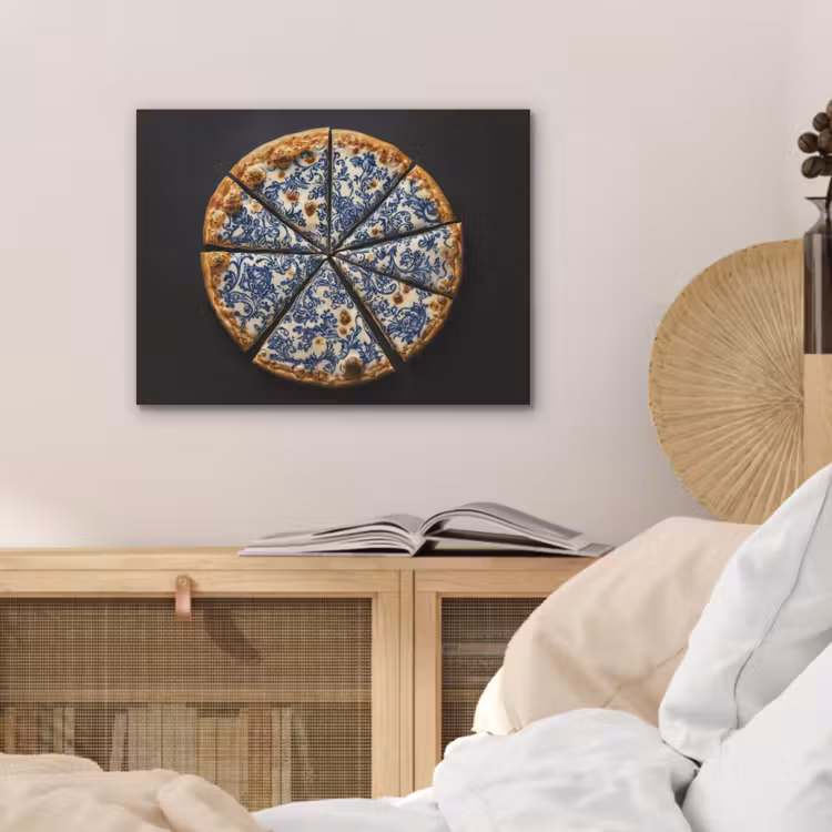 Pizza - Eten - Delftsblauw PET vilt klein -sfeer3