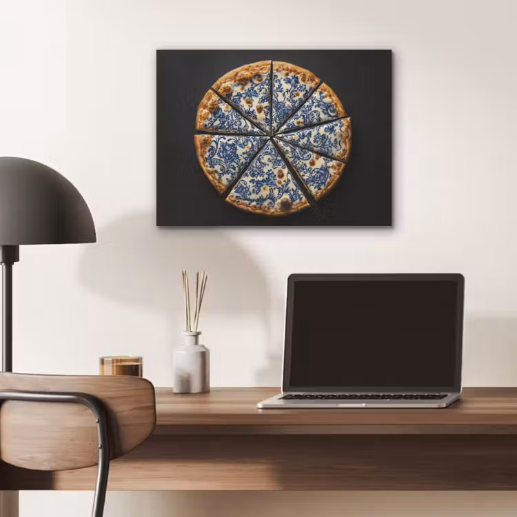 Pizza - Eten - Delftsblauw PET vilt klein -sfeer5