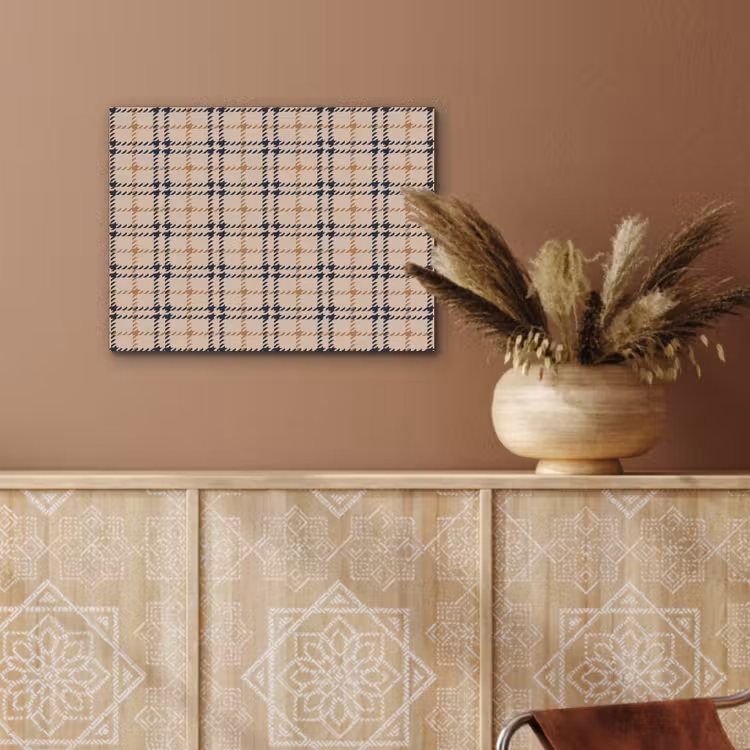 Plaid - Patroon - Beige - Zwart PET vilt klein 837 -sfeer4