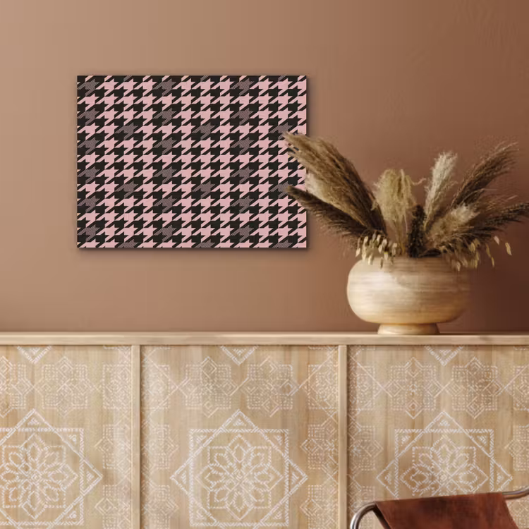 Plaid - Patroon - Zwart - Roze PET vilt klein 837 -sfeer4