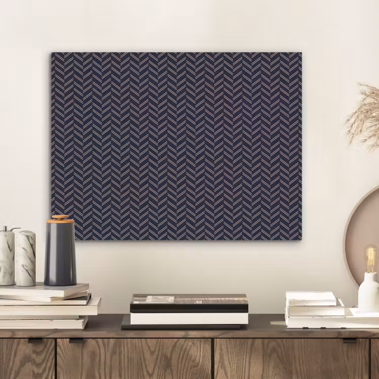 Plaid - Patroon - Visgraad - Blauw PET vilt klein 837 -sfeer1