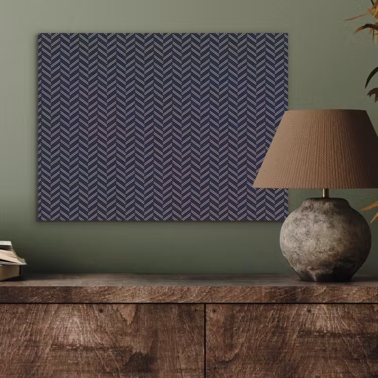 Plaid - Patroon - Visgraad - Blauw PET vilt klein 837 -sfeer2