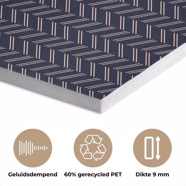 Plaid - Patroon - Visgraad - Blauw PET vilt klein 837 -closeup_NL
