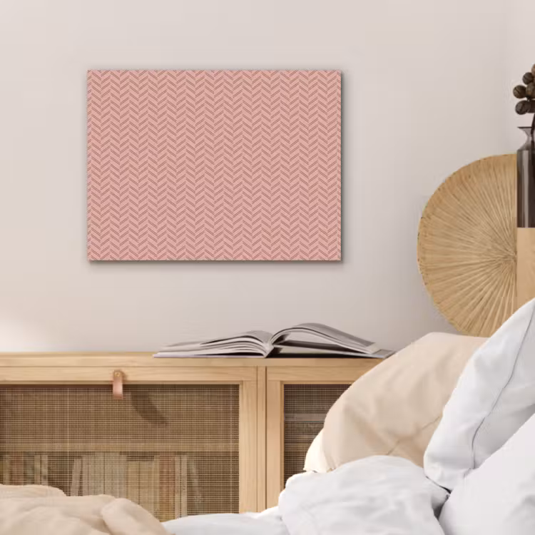 Plaid - Patroon - Visgraad - Roze PET vilt klein 837 -sfeer3