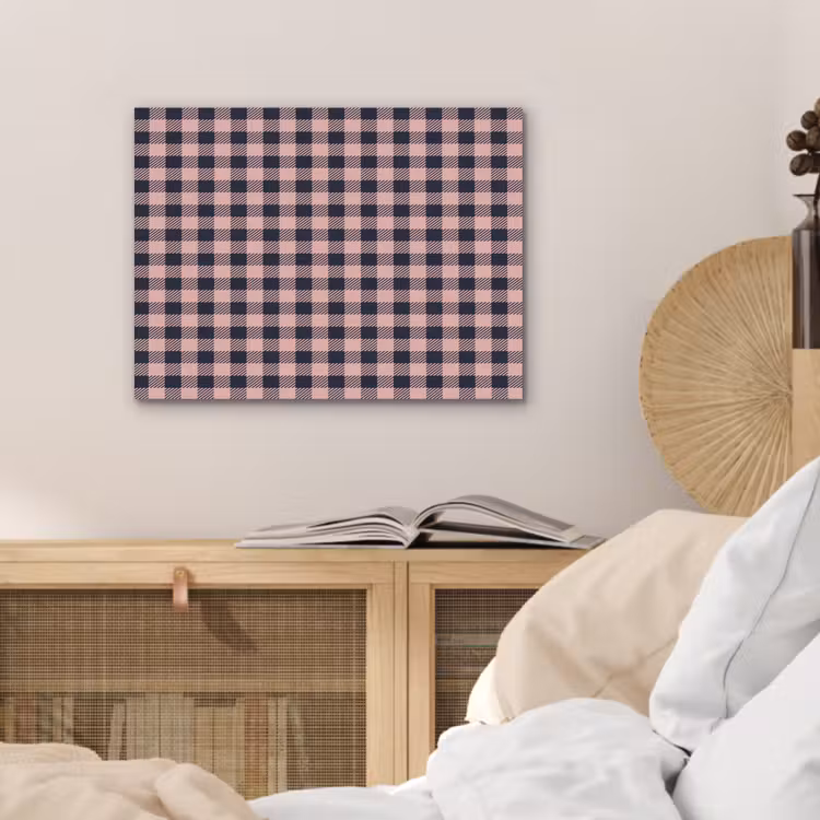 Plaid - Patroon - Roze - Zwart PET vilt klein 837 -sfeer3