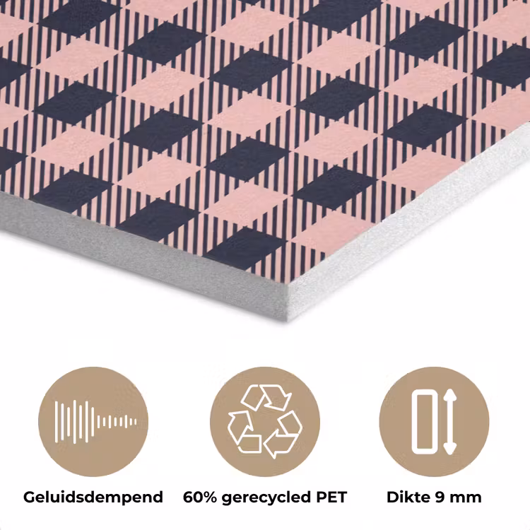 Plaid - Patroon - Roze - Zwart PET vilt klein 837 -closeup_NL