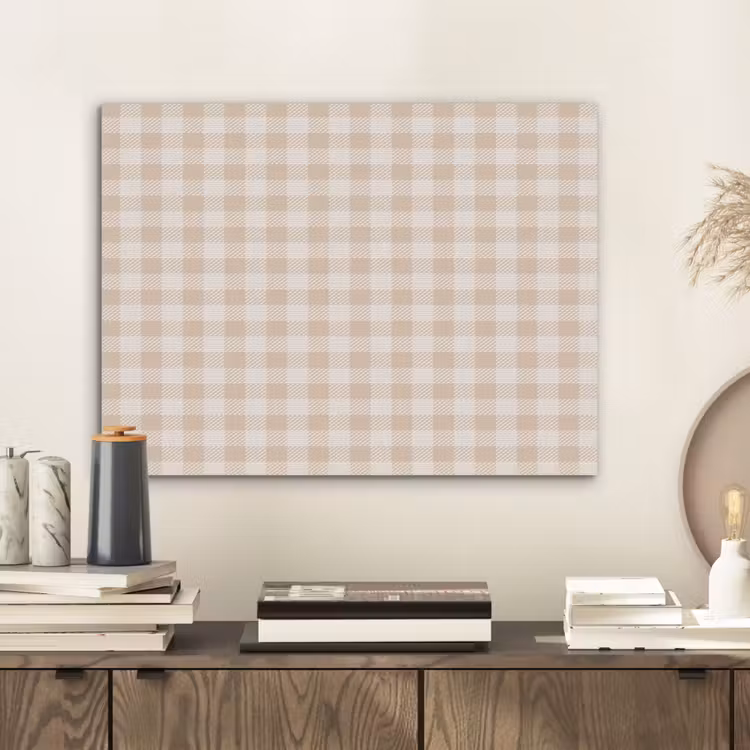 Plaid - Patroon - Vierkant - Beige PET vilt klein 837 -sfeer1