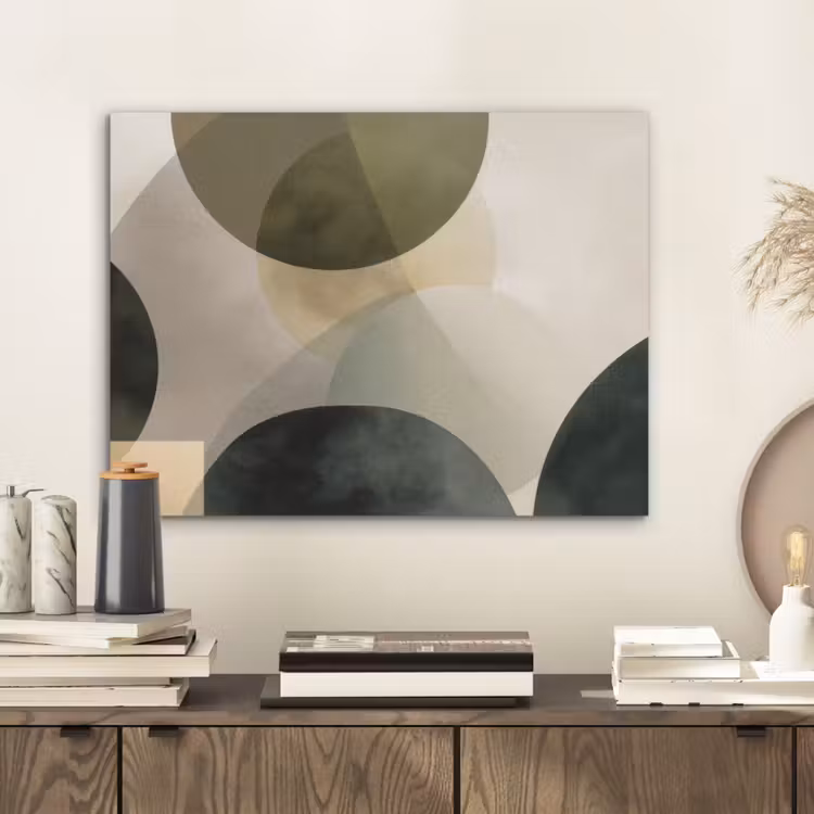Vlakken - Abstract - Beige - Cirkels PET vilt klein -sfeer1