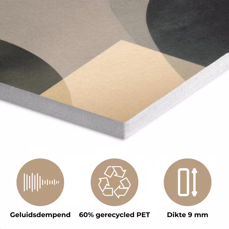 Vlakken - Abstract - Beige - Cirkels PET vilt klein -closeup_NL