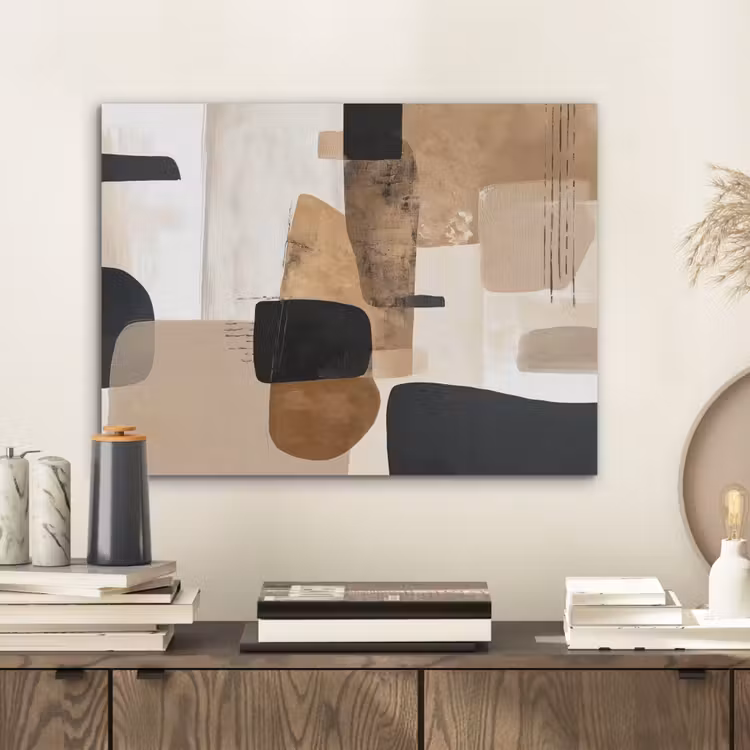 Vlakken - Abstract - Zwart - Strepen PET vilt klein -sfeer1