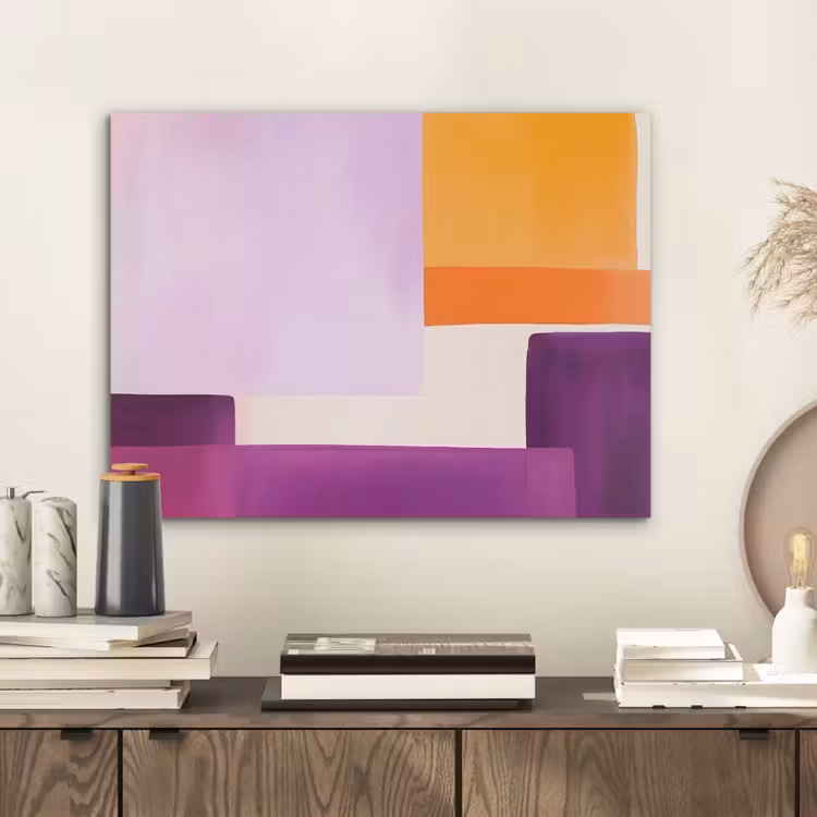 Vlakken - Abstract - Rechthoekig - Oranje PET vilt klein -sfeer1