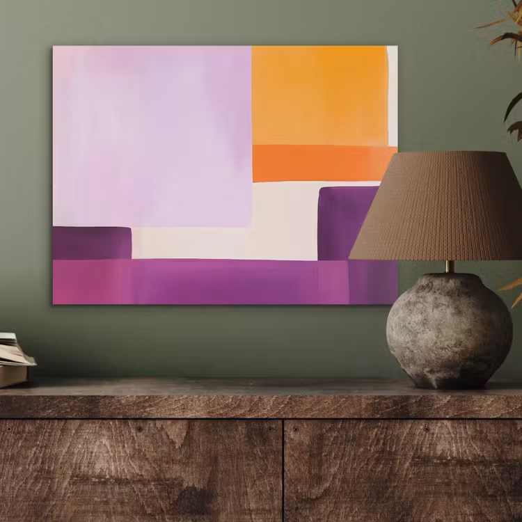 Vlakken - Abstract - Rechthoekig - Oranje PET vilt klein -sfeer2