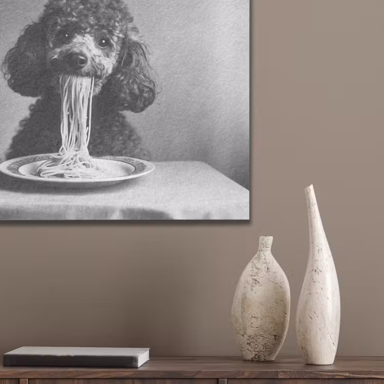 Poedel - Hond - Zwart - Wit - Schattig - Pasta PET vilt klein -sfeer6_closeup