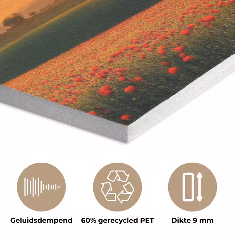 Klaprozen - Bloemen - Heuvels - Zonsondergang PET vilt middel -closeup_NL