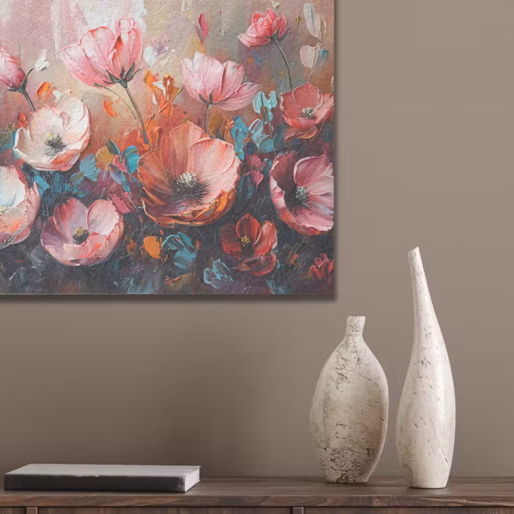 Klaprozen - Roze - Bloemen - Botanisch - Kunst PET vilt klein -sfeer6_closeup