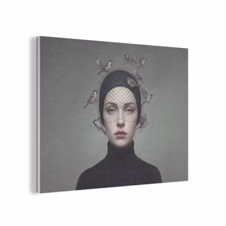 Portret - Vogels - Zwart PET vilt klein -3d