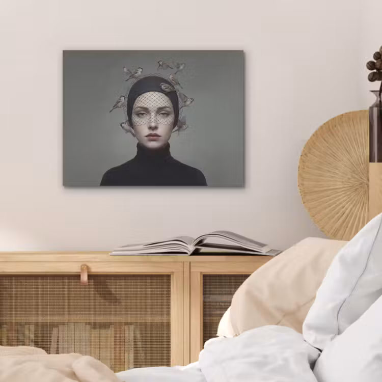 Portret - Vogels - Zwart PET vilt klein -sfeer3