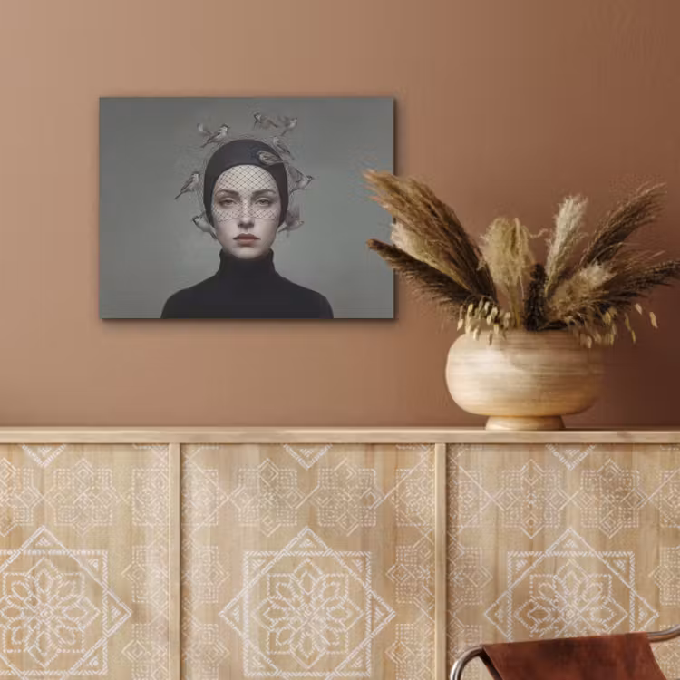Portret - Vogels - Zwart PET vilt klein -sfeer4