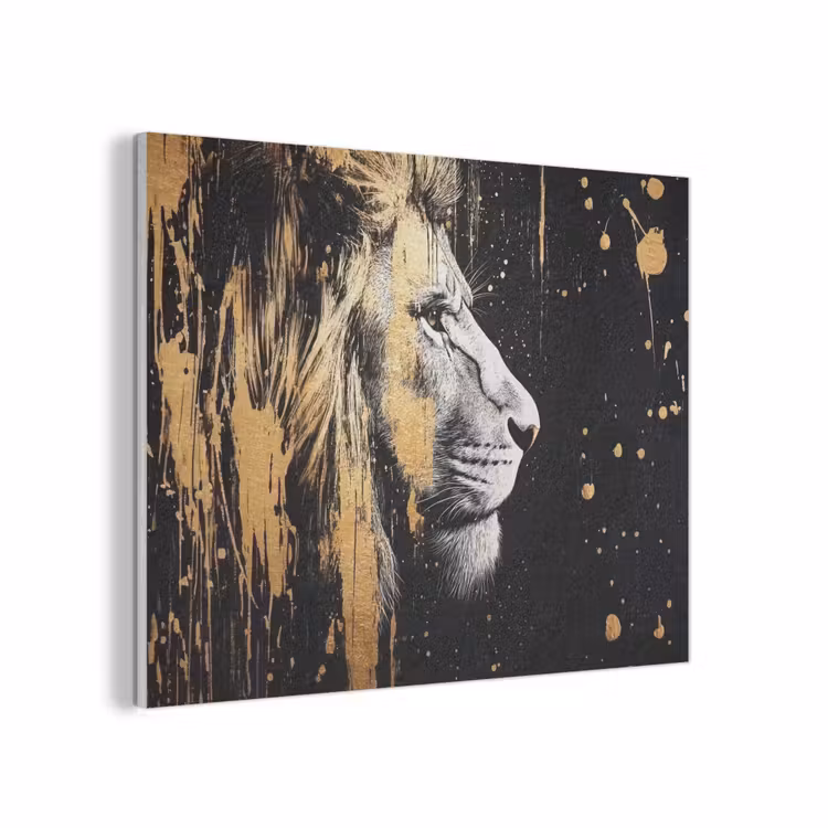 Portret - Leeuw - Abstract - Goud PET vilt klein -3d