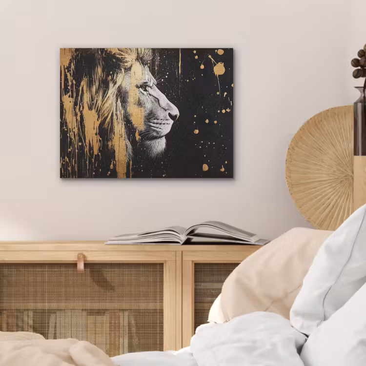 Portret - Leeuw - Abstract - Goud PET vilt klein -sfeer3